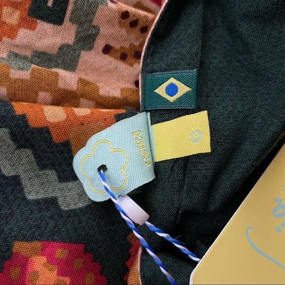 Farm Rio pineapple printed tunic dress tie back tassel - Picture 8 of 13